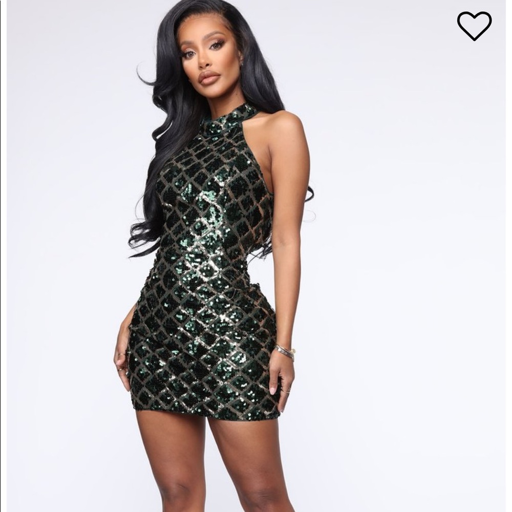 Hunter Green Sequin Mini Dress